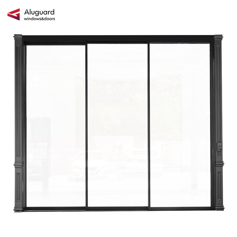 138 Customized Minimalist Slim Aluminum Frame Double glass Exterior sliding Panoramic Door