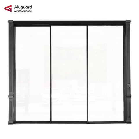 138 Customized Minimalist Slim Aluminum Frame Double glass Exterior sliding Panoramic Door