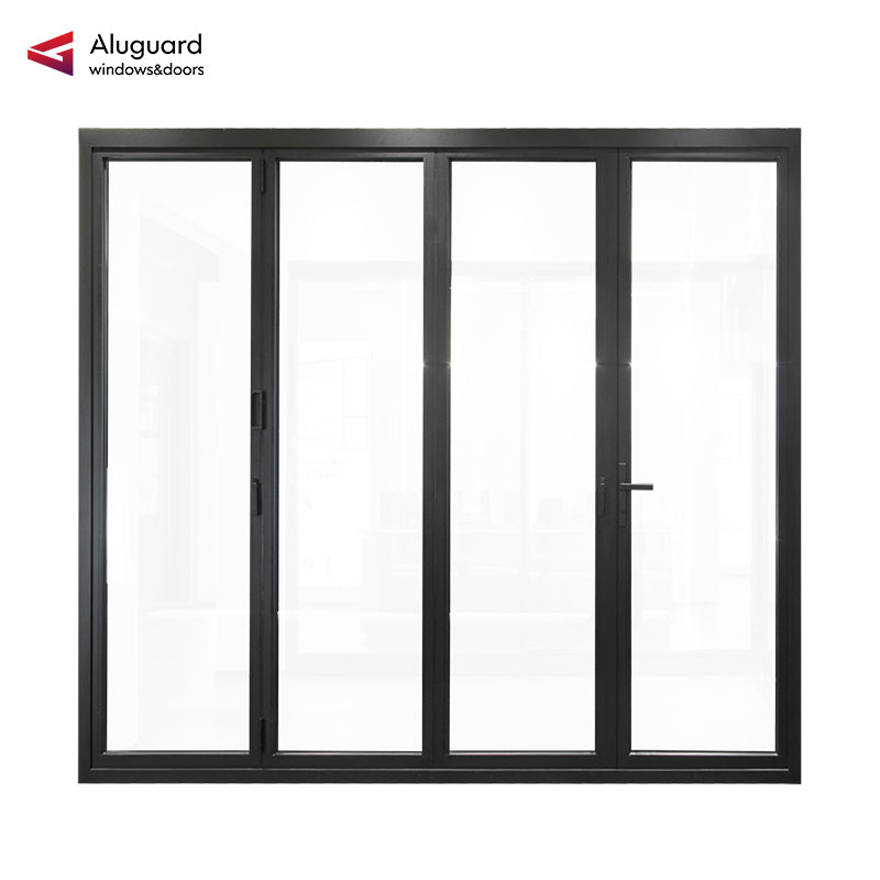 75 Minimalist Slim Aluminum Frame Double Glass Exterior Folding Door With 4 Panels