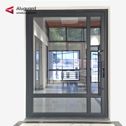 95 Customized Minimalist Aluminum Glass Patio Pivot Doors
