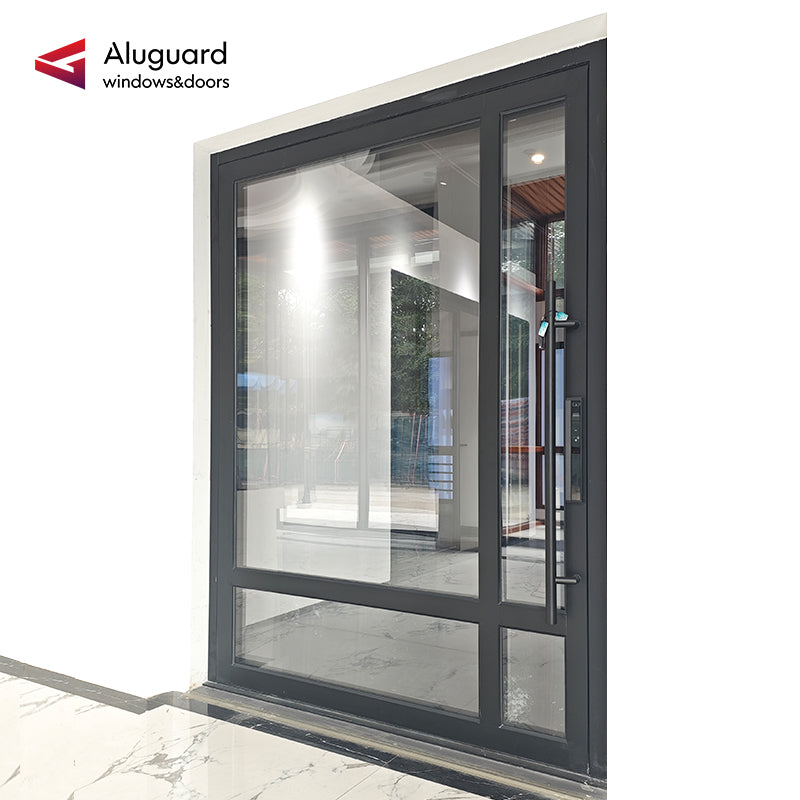 95 Customized Minimalist Aluminum Glass Patio Pivot Doors