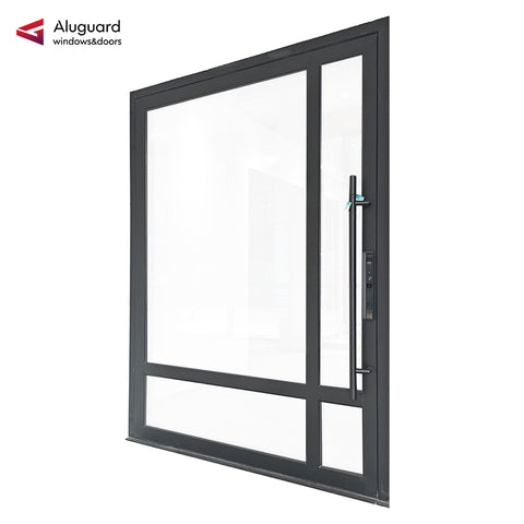 95 Customized Minimalist Aluminum Glass Patio Pivot Doors