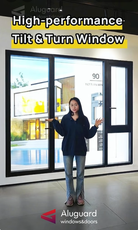 High-Performance Modern Dual Action Aluminum Window with Tilt & Turn Opening System