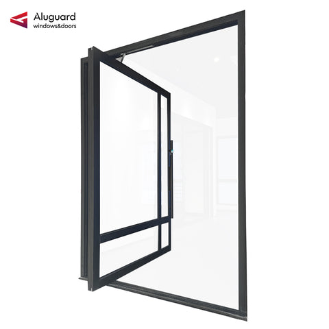 95 Customized Minimalist Aluminum Glass Patio Pivot Doors
