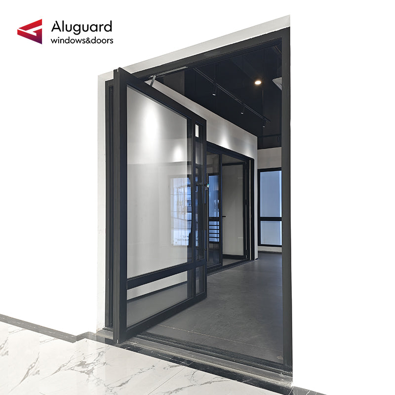 95 Customized Minimalist Aluminum Glass Patio Pivot Doors