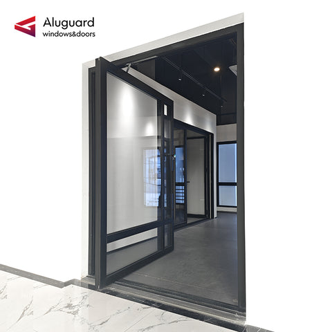95 Customized Minimalist Aluminum Glass Patio Pivot Doors
