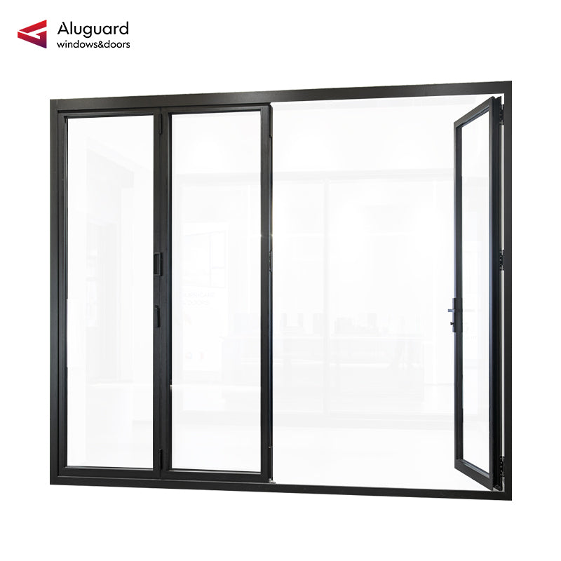 75 Minimalist Slim Aluminum Frame Double Glass Exterior Folding Door With 4 Panels