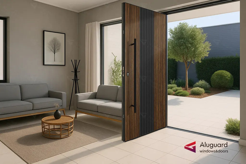 Customized Modern Aluminum Panel Pivot Entrance Front Doors