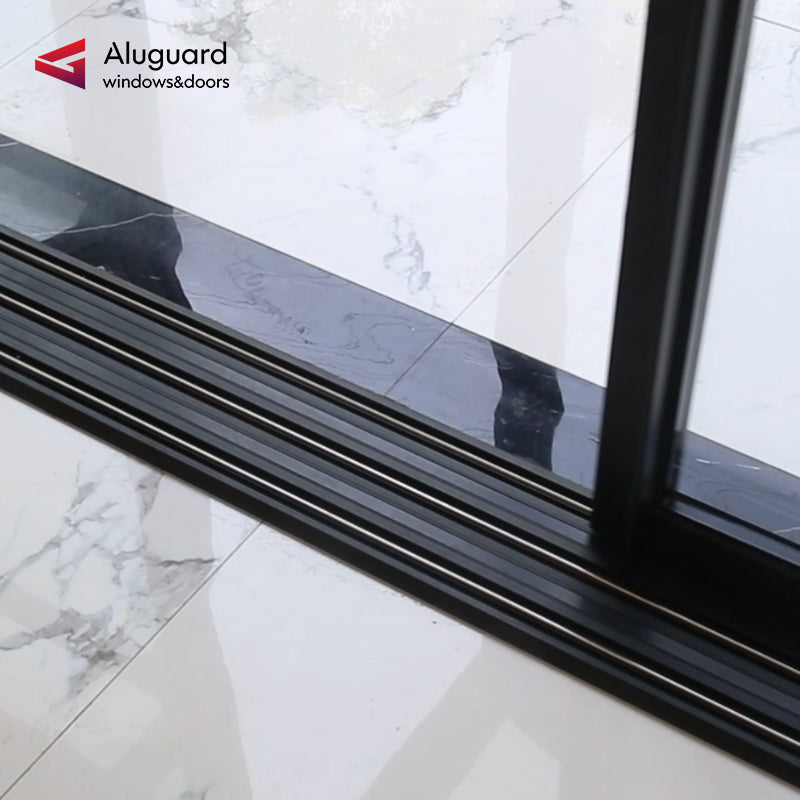 138 Customized Minimalist Slim Aluminum Frame Double glass Exterior sliding Panoramic Door