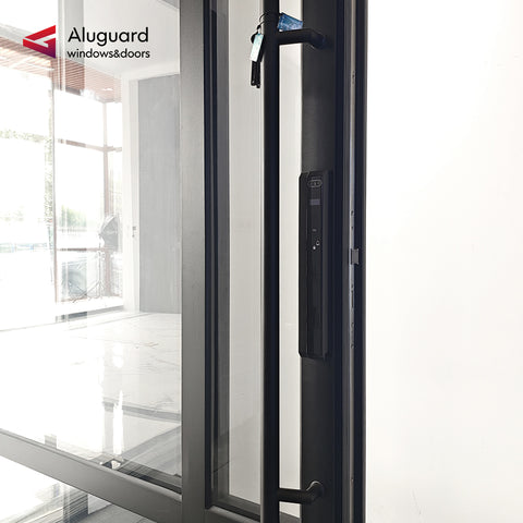 95 Customized Minimalist Aluminum Glass Patio Pivot Doors