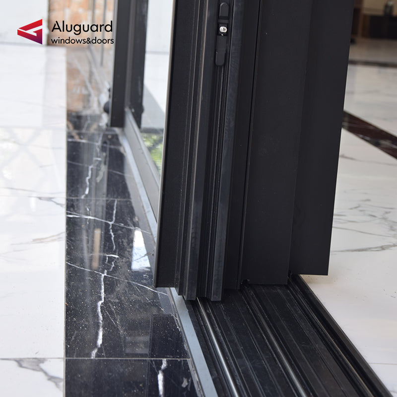 138 Customized Minimalist Slim Aluminum Frame Double glass Exterior sliding Panoramic Door