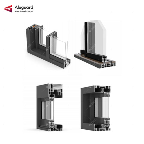 138 Customized Minimalist Slim Aluminum Frame Double glass Exterior sliding Panoramic Door