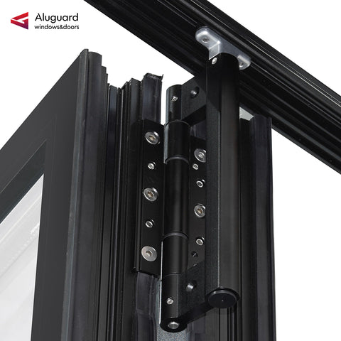 75 Minimalist Slim Aluminum Frame Double Glass Exterior Folding Door With 4 Panels