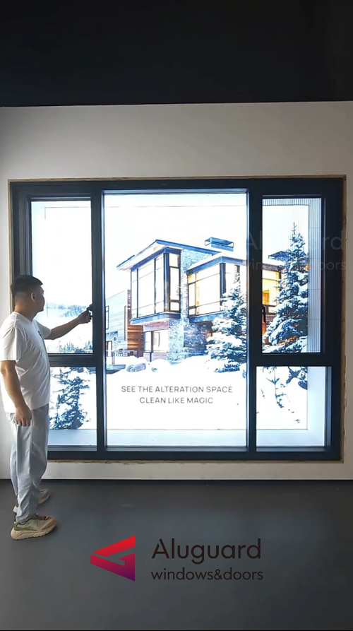 Customized Modern Aluminum Casement Window with Slim Frame & Large Glass Design