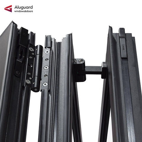 75 Minimalist Slim Aluminum Frame Double Glass Exterior Folding Door With 4 Panels