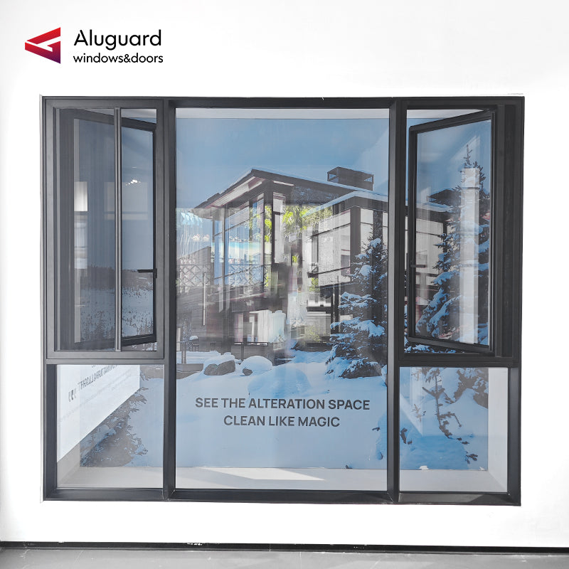 Customized Modern Aluminum Casement Window with Slim Frame & Large Glass Design