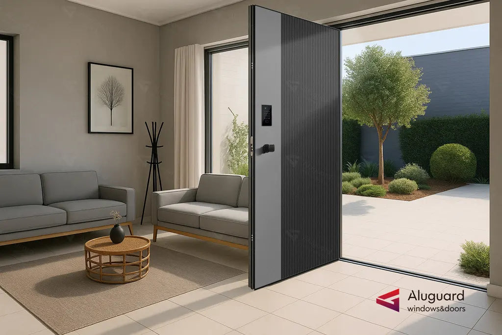 Customized Modern Aluminum Panel Pivot Entrance Front Doors