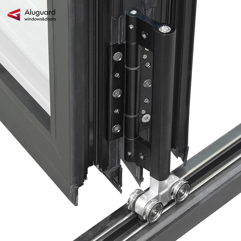 75 Minimalist Slim Aluminum Frame Double Glass Exterior Folding Door With 4 Panels