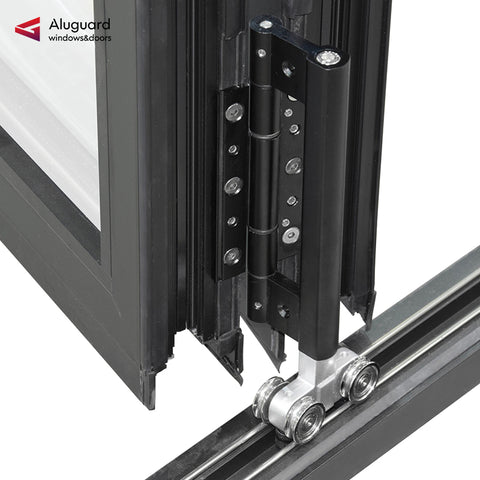 75 Minimalist Slim Aluminum Frame Double Glass Exterior Folding Door With 4 Panels