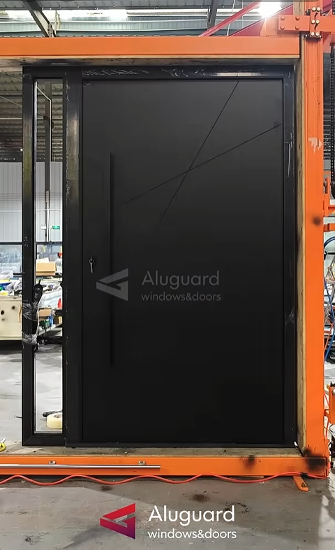 Modern Minimalist Aluminum Pivot Entry Door with Slim Frame Design