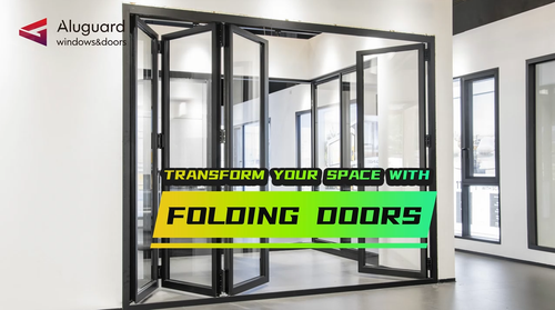 Minimalist Slim Aluminum Frame Double Glass Exterior Folding Door With 4 Panels