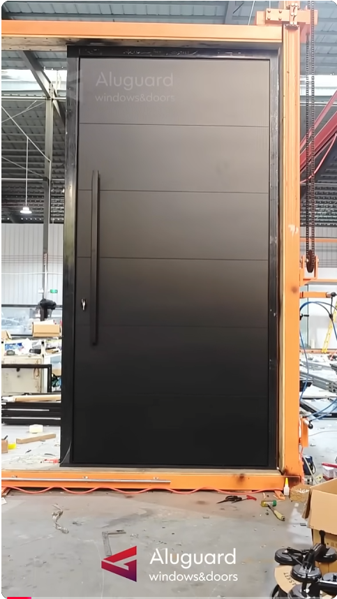 Large Size Aluminum Pivot Front Door with Minimalist Design