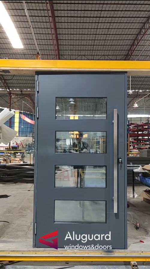 Triple glass insulated aluminum profile house entry door