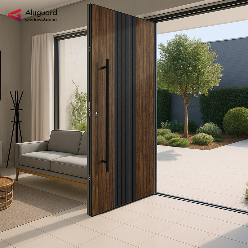 Customized Modern Aluminum Panel Pivot Entrance Front Doors