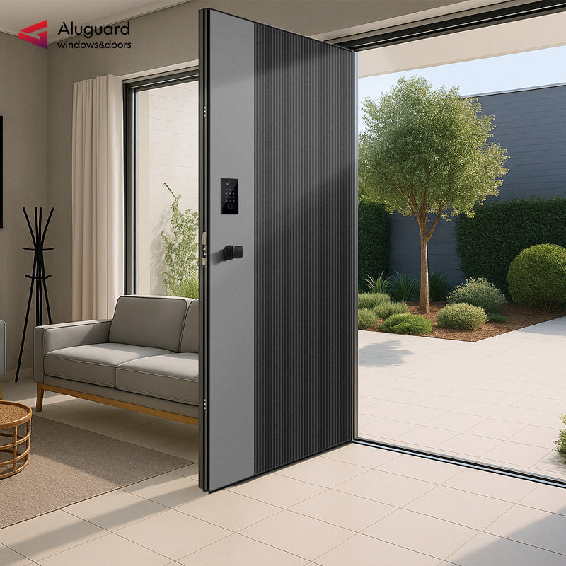 Customized Modern Aluminum Panel Pivot Entrance Front Doors