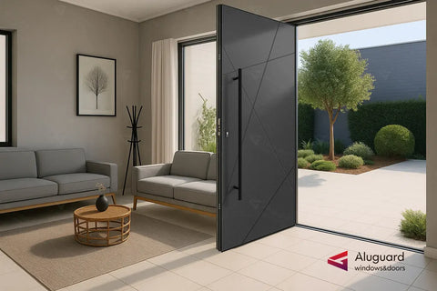 Customized Modern Aluminum Panel Pivot Entrance Front Doors