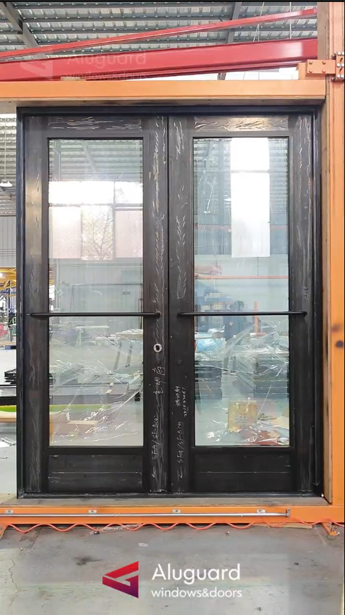 Modern Double Glass Aluminum Hinged Exterior Door