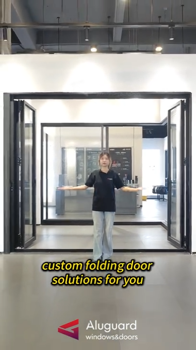 Ultra-Sleek Black Frame Double Glass Bifold Door - 3+1 Panel Configuration